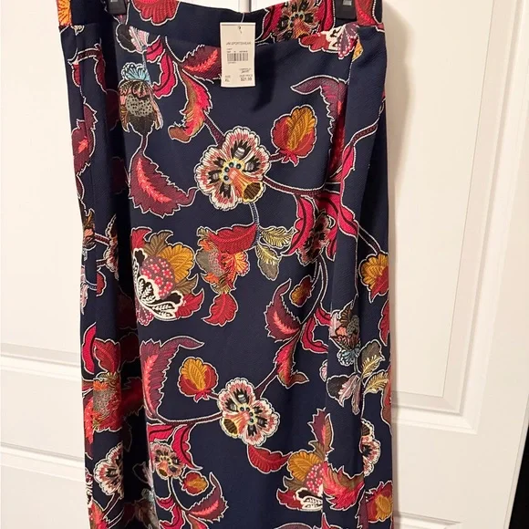 Cato Navy Maxi Skirt with Red and Gold Floral Print - Picture 6 of 7